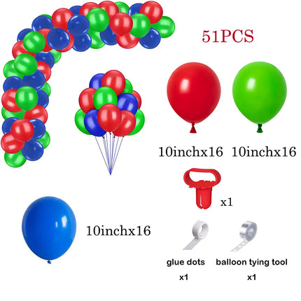 Red Green Christmas Balloons Garland Arch Kit Blue Yellow Ballon Set Video Game Party Circus 1st Birthday Decorations Air Globos