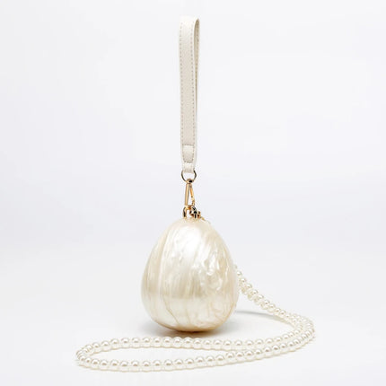 Mini Pearl Bag Crossbody Beaded Necklace Shoulder Handbag Egg Evening Fashion Totebag Women Hand Lady Phone Handbags Small Woman