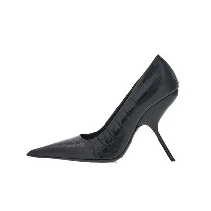 New Fashion Show Style Black Red 9cm High-heeled Shoes Spring Summer Patent Leather Shallow Mouth Pointed Sexy Women's Shoes 43