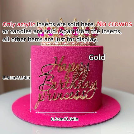 Princess Queen Theme Acrylic Cake Topper for Girls Sweet 16 Mitzvah Baby Shower Birthday Cake Decor Party Celebration Supplies