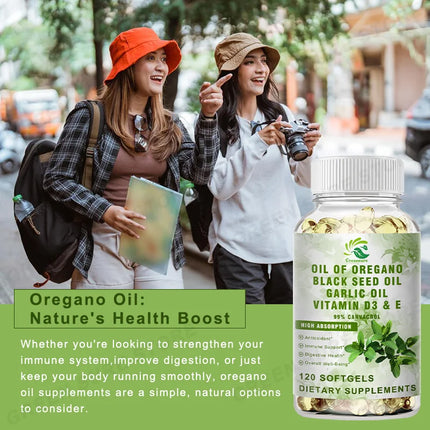 Organic Oregano Oil Capsules with 99% High Concentrate Carvacrol - Digestive Support, Gastrointestinal Health, Immune Support