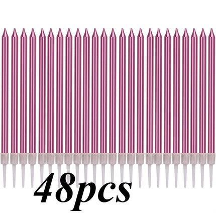 24/48 Pieces Birthday Candles, Candy Color Birthday Party Photo Props, Rainbow Cake Decorations, Anniversary CakeCandles