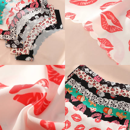 7-Piece Set of Women's Halloween and Christmas Seamless, Comfortable, Elastic, Slim-Fit Triangle Panties Suitable for Daily Wear