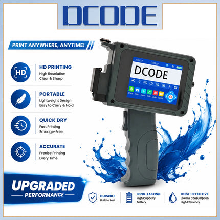 DCODE DC15 Portable Handheld Inkjet Printer 12.7mm Mini Coding Machine for QR Barcode Logo Image Date Text Printing for HP
