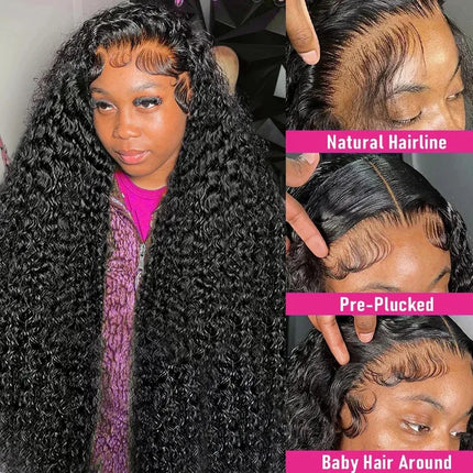 13X6 Deep Wave Frontal Wig 13x4 HD Transparent Lace Frontal Remy Glueless Deep Curly Lace Front Human Hair Wigs For Women