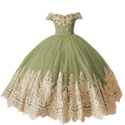 Customized Red Flower Girl Dresses For Wedding Gold Appliques Crystal Luxury Princess Formal Events Holy First Communion Gown