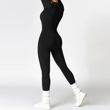 Warm Thin Fleece Jumpsuits Women's Tracksuit Winter One-Piece Sports Suit Black Fitness Jumpsuit Long Sleeves Workout Bodysuit