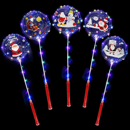 5-30pcs LED Bobo Balloons Santa Claus Transparent LED Light Up Balloons Glow Bubble Balloons New Year Christmas Party Decoration