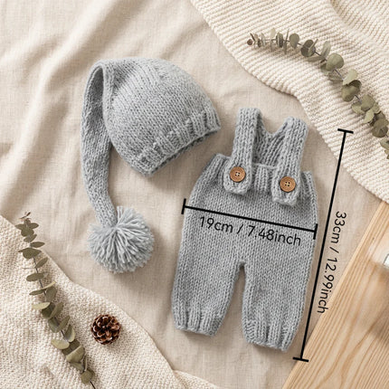Handmade Knitted Newborn Romper Hat Set Baby Photography Studio Props Cute Infant Photo Outfit Accessories 0-3M