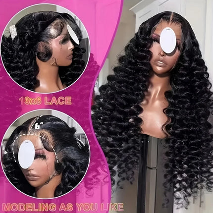 250% Density 13x4 13x6 HD Lace Front Wig Brazilian Loose Deep Wave Human Hair Wig Natural Black Glueless Hair Wigs For Women