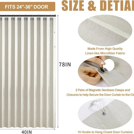 Magnetic Door Curtain Pleated Folding Accordion Door Closet Curtain, Room Divider Curtain Applicable Bedroom Room Living