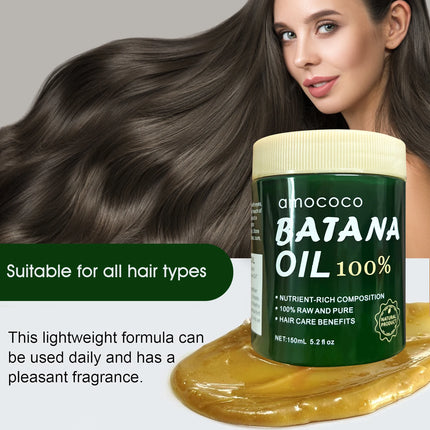 Amococo 2pcs Batana Oil 100% 150ml Each Pure Natural Hair Oil Treatment Nourishing Moisturizing Repair Care for Dry Damaged Hair Strengthening Conditioner for Women Men