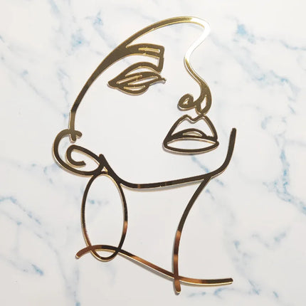 New Gold Portrait Happy Birthday Cake Topper Black Acrylic Abstract Art Boys Girls Party Cake Topper Baby Shower Girl Decoration