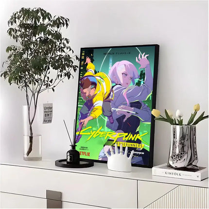 C-Cyberpunk Edgerunners Poster HD art sticky wall waterproof home living room bedroom bar aesthetic decoration