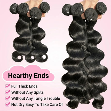 14A Body Wave Bundles Human Hair Brazilian Hair Weave Bundles Natural Black Human Hair Extensions 3 4 PCS Bundles For Women