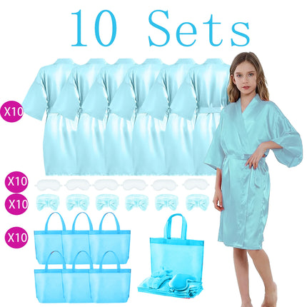 6/10/12Sets Spa Party Robes for Girls Kimono Girls Robe Gowns Kids Birthday Party Supplies Favors Sleepover Slumber Pajamas Part