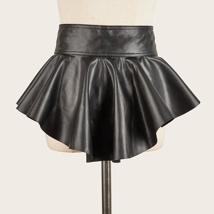 Y166 Dress Corset Belt Fashion Leather Pleated Skirt Peplum Belt