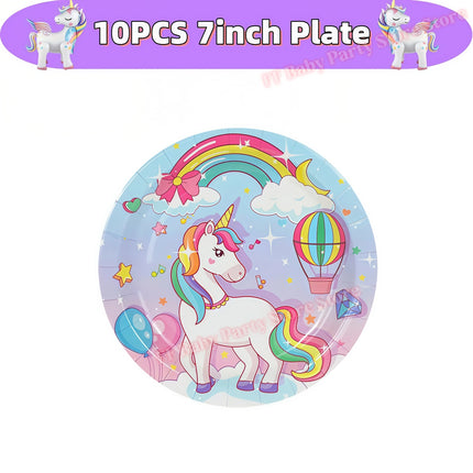 Kids Girls Unicorn Birthday Party Decoration Plate Cup Happy 1st Unicorn 3D Balloon Kid Favors Gift Wedding Baby Shower Supplies