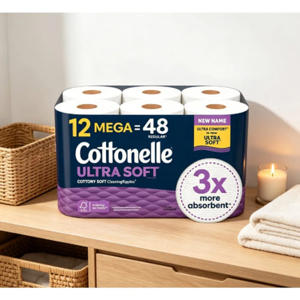 Cottonelle Extra Soft Toilet Paper, Strong and Durable, 12 Rolls Per Pack