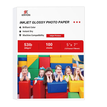 100 Sheets 5x7 Inch Premium Glossy Photo Paper 200GSM 53lb Size (127×178mm) for Printer Picture Printer Paper Glossy White Photo