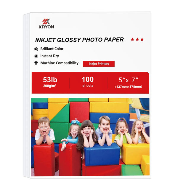 100 Sheets 5x7 Inch Premium Glossy Photo Paper 200GSM 53lb Size (127×178mm) for Printer Picture Printer Paper Glossy White Photo