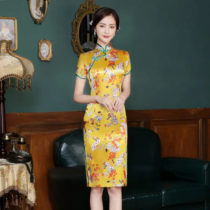 Ethnic Style Party Performance Costume Hanfu Cheongsams Autumn Chinese Style Dress for Women Clothing Fashion Clothes Qipao