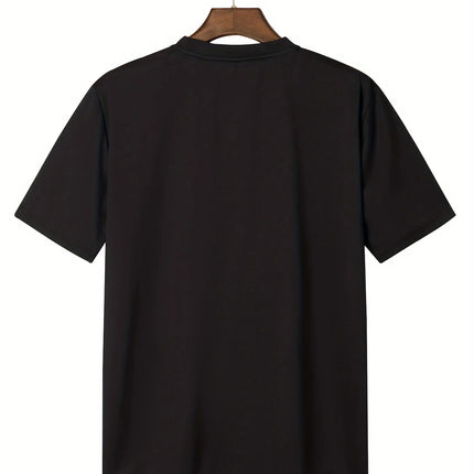 Men's T-shirt with Simple Letter Print, Short Sleeve, Casual and Versatile Crew Neck T-shirt