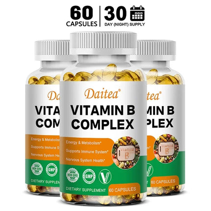Vitamin B Complex (Folic Acid Biotin B1 B2 B3 B6 B12) - Support Cellular Energy & Mental Clarity