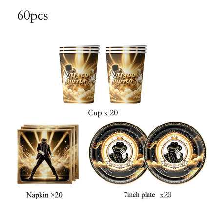 Michael Jackson Birthday Party Decoration Tableware Cups Plates Napkins Tablecloth Favor Souvenir Party Supplies Baby Shower
