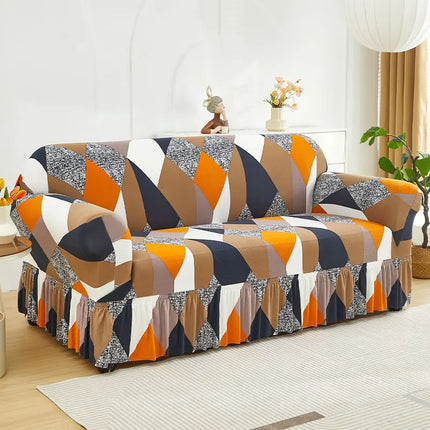 XM-Luvetoria 1pc Printed Sofa Slipcover Non-slip Elastic Sofa Cover With Skirt Furniture Protector for Bedroom Office Living Room Home Decor