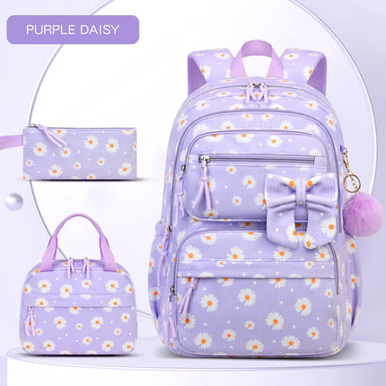 3pcs/set school backpack for girls cherry pattern primary school girl Corduroy backpack kids bookbag lunch bag pencil bag set