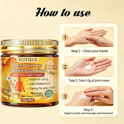 YUITIKUE Natural Bee Venom Joint Care Cream Ginger Chamomile Deep Moisturize Joint Skin Support Mobility