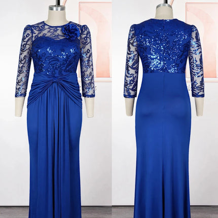 Elegant Women Luxury Party Dresses Sequin Pleated Mermaid Gown Wedding Prom Birthday Dinner Long Dress Ladies Africa Clothing