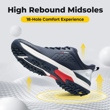 FitVille Wide Toe Box Men'S Golf Shoes Waterproof, Professional No-Slip Spiked Sport Shoe With Arch Support For Wide Feet