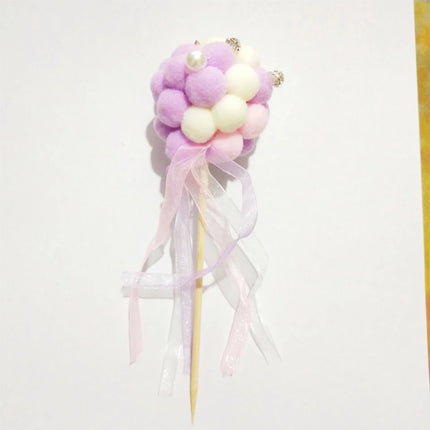 Colorful Archway Cake Topper Flags Fuzzy Ball Birthday Wedding Cupcake Toppers Party Baby Shower Cake Decor DIY