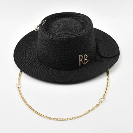 Spring Summer Straw Hats for Women Ribbon Decoration Elegant Ladies Party Dress Hats Travel Beach Sun Hat Chapeau Femme