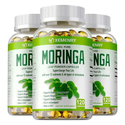 Organic Moringa Capsules - Immune System&Energy Booster - Vegetarian Supplements for Healthy Capsules