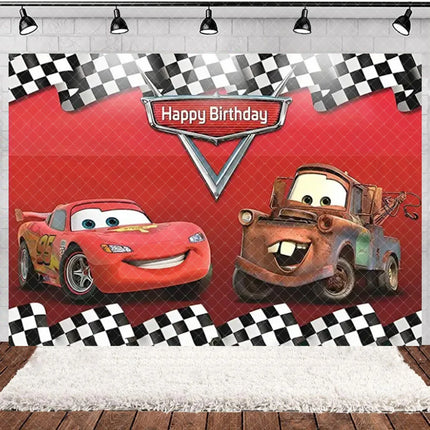 Cartoon Racing Mobilization Backdrop Boy Birthday Party Decoration Balloon Cake Background Photography Supplies Banner Prop