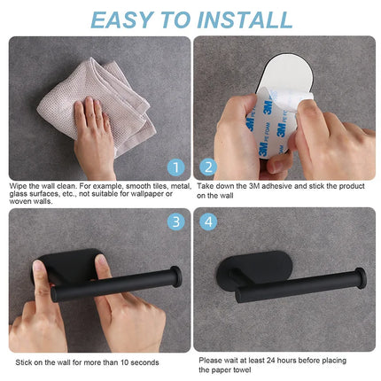 Adhesive Kitchen Paper Holder Toilet Paper Holder Stainless Steel Tissue Hanger Plastic Film Stand Paper Towels Hold Waterproof
