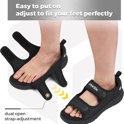 FitVille Men's Adjustable Wide Width Diabetic Sandals, Orthopedic Comfort Sandals with Arch Support for Swollen Feet & Foot Neuropathy