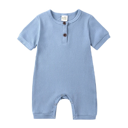 2026 Baby Boy Romper Girl Outfits Playsuit Summer Wear Cotton Infant Thin Jumpsuit Ribbed Clothes Knitted Stretch Toddler Onesie