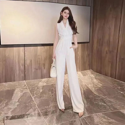 Celebrity Temperament Jumpsuit for Women With  Sense Lluxury 2024 summer New  Fashion Waistband Loose Fitting Jumpsuit SetS