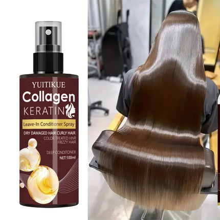 YUITIKUE Collagen & Keratin Leave-In Conditioner | Hydrating & Detangling Spray, For All Hair Types 100ml