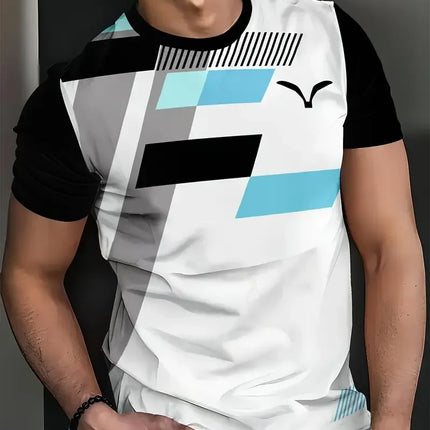 Summer classic men's T-shirt: Outdoor round-neck short-sleeved top with striped print, loose street men's T-shirt with additiona