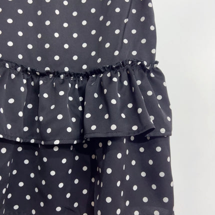 Y2K Summer Women Fashion Black V-neck Lace Trim Sweet Polka Dot Dress 2000s Elegant Spaghetti Strap Bodycon Mini Dresses Clothes