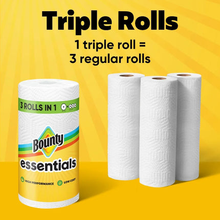 Essentials Paper Towels Select-A-Size, 2 Triple Rolls, White, 162 Sheets Per Roll