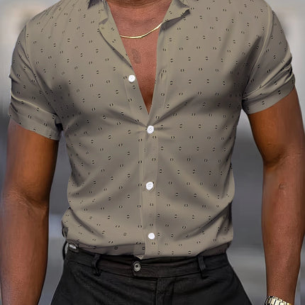 Summer Men's Short-Sleeve Shirt, Polka Dot Print, Wrinkle-Resistant, Business Casual Shirt, Ice Silk, Versatile and Popular Top