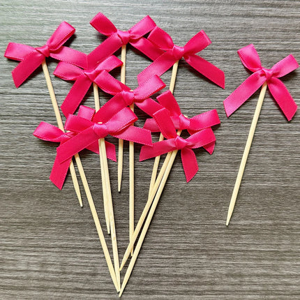 Pink Bow Cupcake Topper Pink Bow Birthday Decor Coquette Themed Party Decoration Bridal Shower Cake Topper Bow Party Decor
