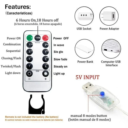 Curtain Lights 300/600LED Dimmable Fairy Lights with Remote and Timer 8 Modes USB Powered String Lights for Room Wall Party Xmas