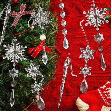 10Pcs Sparkling Snowflake Christmas Tree Hanging Pendant Decor Home Room Decoration Xmas Navidad DIY New Year Gift Wedding Decor